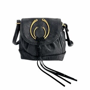 DV by Dolce Vita Crossbody Faux Leather Fringe Purse Black 7" H x 7" W